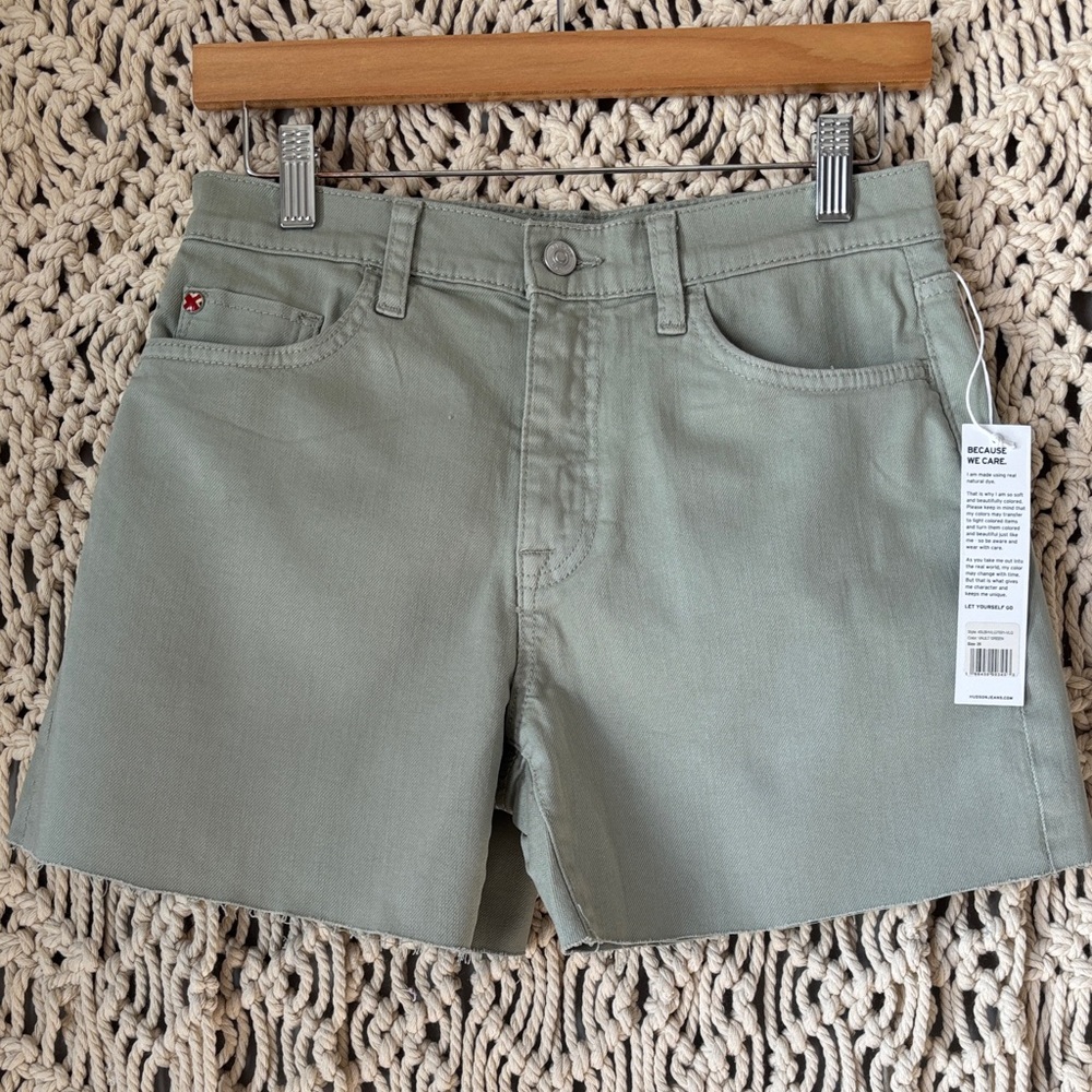 Hudson Jeans Kass High-Rise Vault Green Denim Shorts